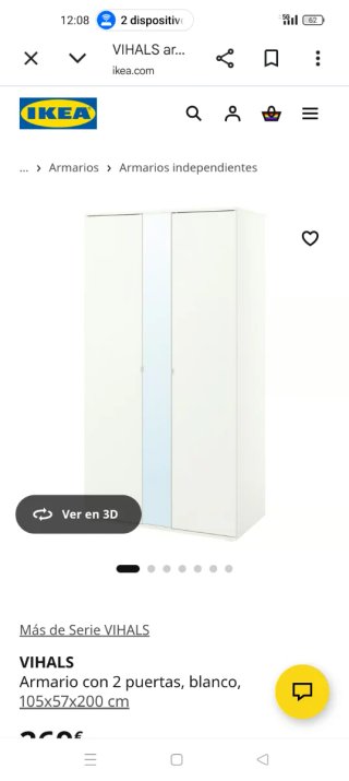 2 Armario VIHALS IKEA Blanco 2 Puertas
