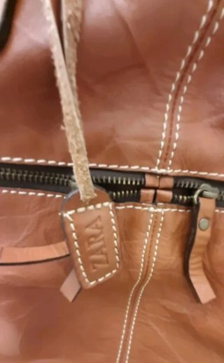 Bolso de hombro Zara piel marrón