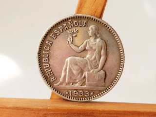 Moneda Plata 1 peseta 1933 *3*4 República española
