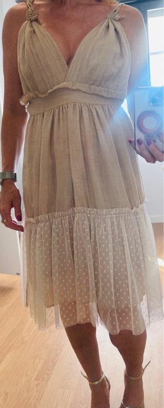 Vestido boho tirantes beige