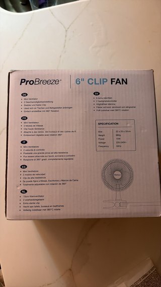 Ventilador ProBreeze 6 Clip Fan Nuevo