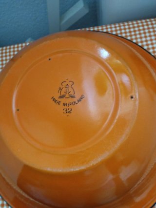 Jarra y palangana vintage esmaltada naranja
