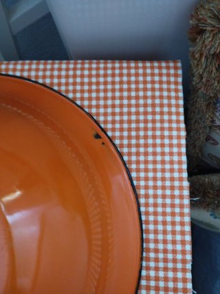 Jarra y palangana vintage esmaltada naranja
