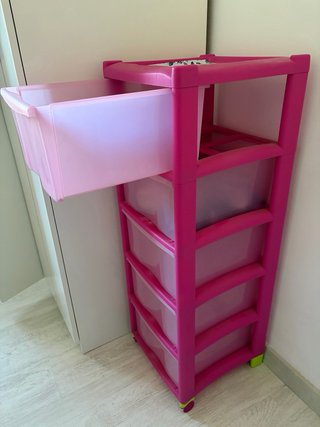 Cajonera de plástico rosa