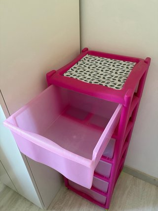 Cajonera de plástico rosa