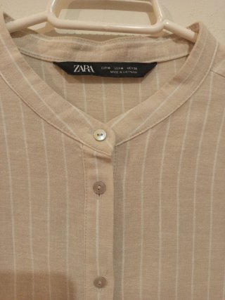 Camisa Zara Talla M Rayas Beige y Blancas