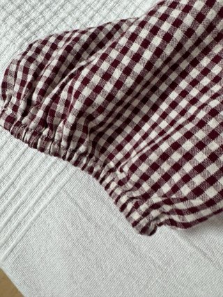 Blusa cuadros Vichy granate y blanca