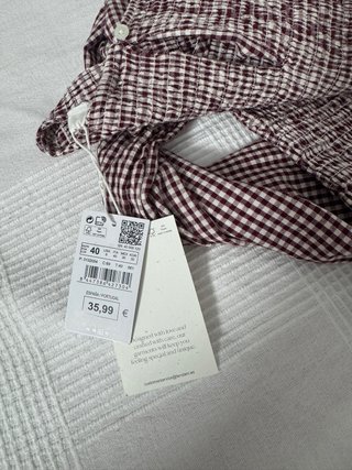 Blusa cuadros Vichy granate y blanca