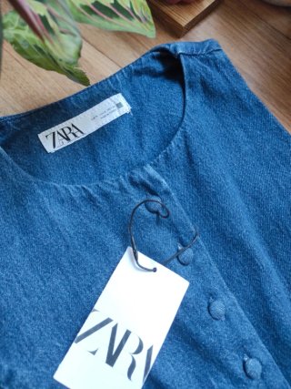 Chaleco vaquero Zara azul entallado algodón