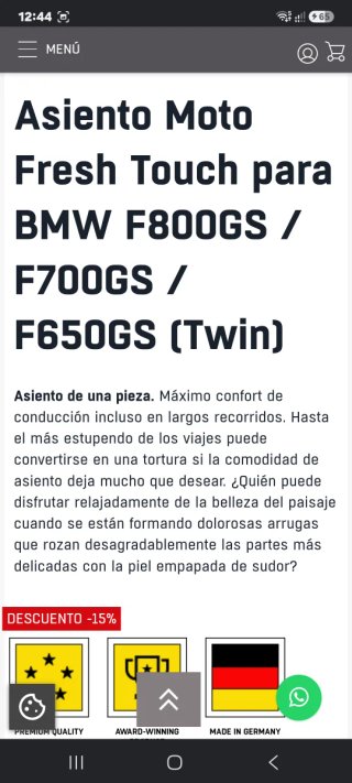 Asiento Touratech BMW F800GS
