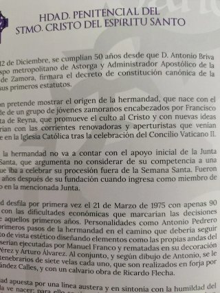 Folleto exposición 50 aniversario Espíritu Santo