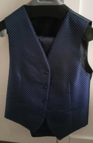 Traje chaqué de 3 piezas azul Puesto una sola ve