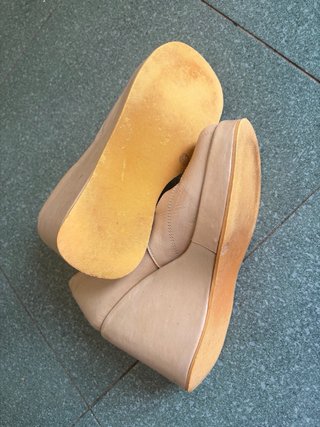 Zapatos piel plataforma Mary Jane beige