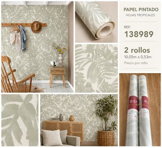 Papel Pintado Hojas Tropicales Verde