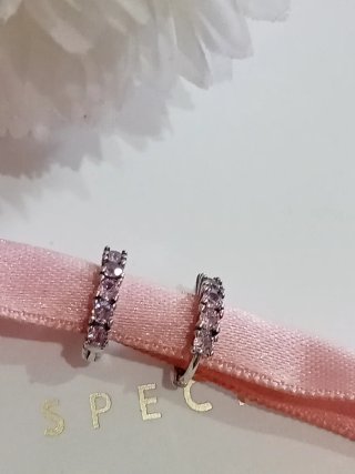 Pendientes Aro Plata S925 Circonitas Rosas