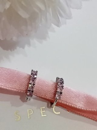Pendientes Aro Plata S925 Circonitas Rosas