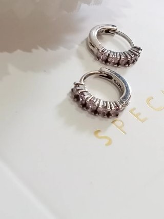 Pendientes Aro Plata S925 Circonitas Rosas