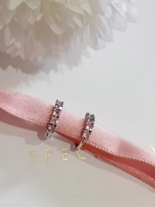 Pendientes Aro Plata S925 Circonitas Rosas