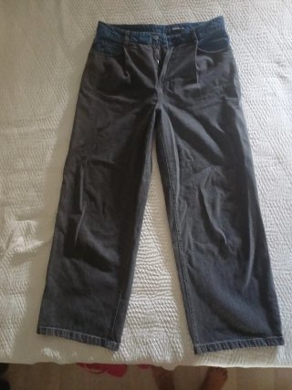 Pantalones globo bicolor vaqueros
