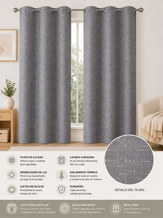 Cortina Decorativa Ojales 140x260cm