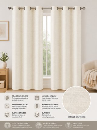 Cortina Decorativa Ojales 140x260cm