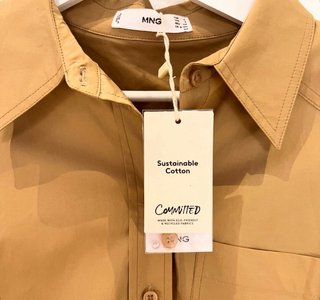 Camisa Mango Camel Manga Corta