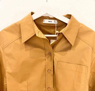 Camisa Mango Camel Manga Corta