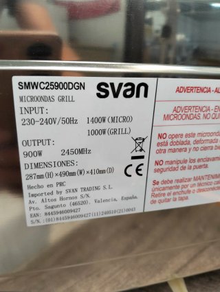 Svan Microondas 25 Litros Cerámico Inox 900w