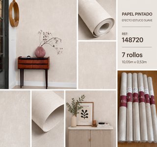 Papel Pintado Efecto Estuco Beige Claro