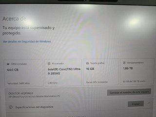 HP ZBook Fury G1i 16 Ultra 9 (Nuevo)