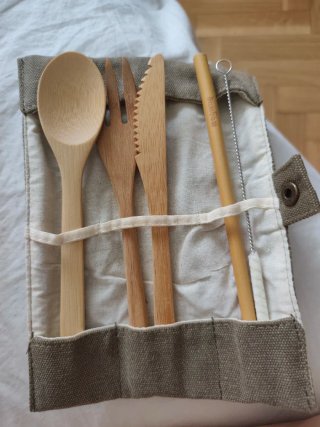 Cubiertos de bambú con bolsa