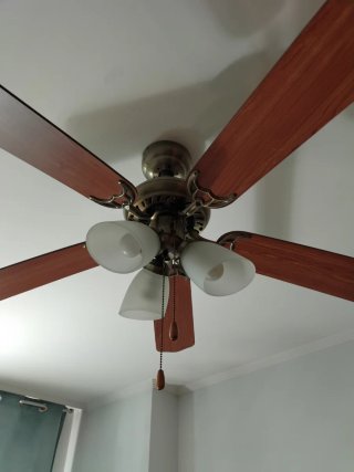 Lámpara Ventilador Madera y Bronce