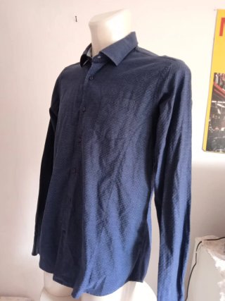 Camicia uomo cotone fantasia micro-pois XL