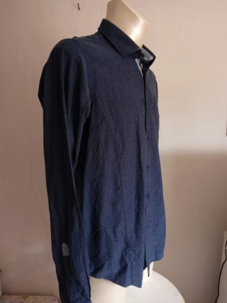 Camicia uomo cotone fantasia micro-pois XL