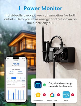 Enchufe inteligente Wi-Fi para exteriores Meross