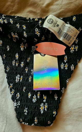 Bikini negro estampado flores Nuevo con etiqueta