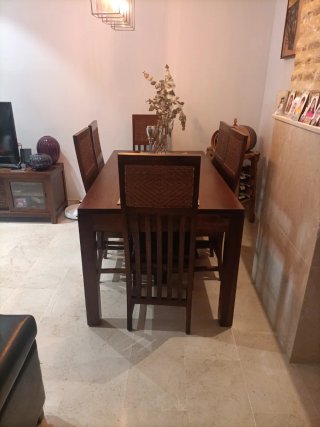 Mesa comedor madera 6 sillas de palilleras