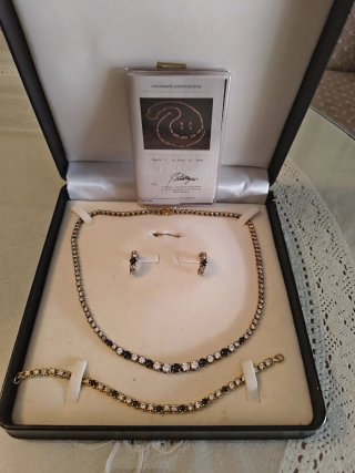 Conjunto Vintage Chapado Oro Zafiro