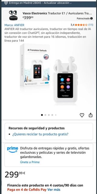 Auriculares Traductor ANFIER A8