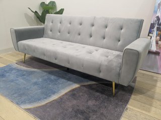 Sofá Cama de 3 Plazas Gris Terciopelo