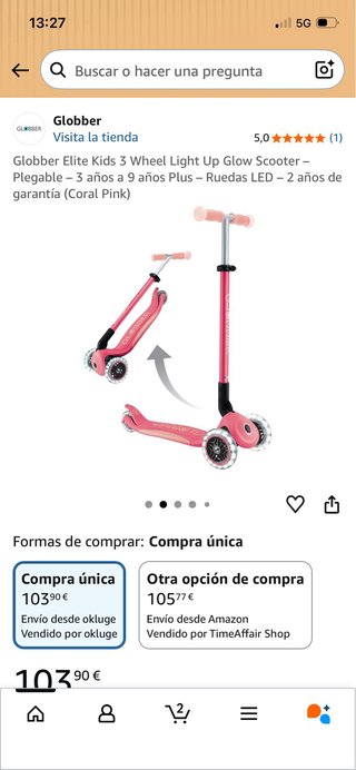 Patinete Globber Primo Lights Rosa