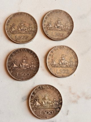 8 Monete 500 Lire Argento 5 Caravelle