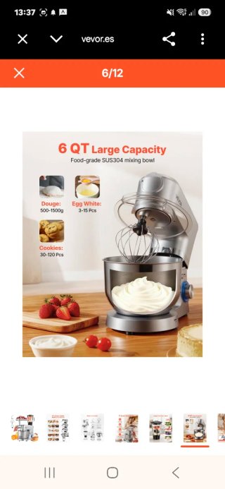 Robot de cocina VEVOR: picadora, batidora, amasado