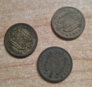 Lote de monedas pesetas,50 y 10 céntimos España