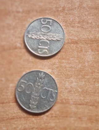 Lote de monedas pesetas,50 y 10 céntimos España
