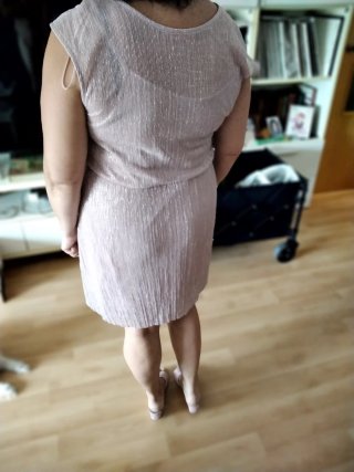 Vestido fiesta rosa metalizado