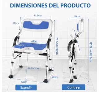 DEWELL silla ducha personas mayores plegable.