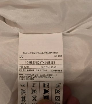 Chaqueta Benetton 1-3 meses Celeste