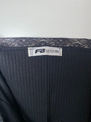 Top lencero canalé encaje negro FBSister XS