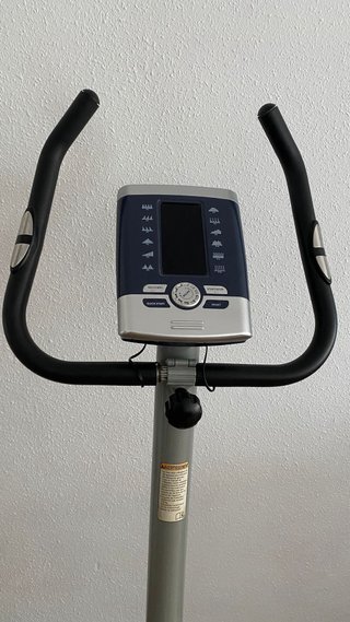 Bicicleta Estática Azul y Plateada